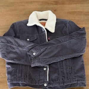 Levi's women Dark Gray Corduroy Jacket with Sherpa Collar